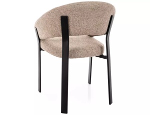 SCAUN DINING NAGOJA, BEJ 253/NEGRU MAT, TAPITERIE DIN TEXTIL SI PICIOARE DIN METAL, STIL MODERN - Img 2