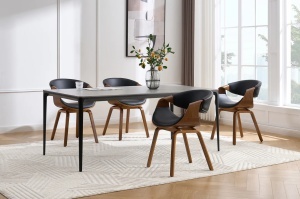 SCAUN DINING, ORGANIC, PIELE ECO SI FURNIR DE NUC, CULOARE NATUR/NEGRU, ARTIM GROUP SELECTION - Img 6