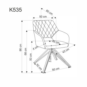 SCAUN DINING PIVOTANT K535, GRI/NEGRU, TAPITERIE DIN CATIFEA SI PICIOARE DIN METAL, STIL MODERN - Img 2