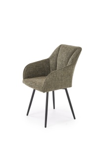 SCAUN DINING PIVOTANT K576, VERDE OLIVE/NEGRU, TAPITERIE DIN STOFA SI PICIOARE DIN METAL, STIL MODERN