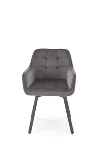 SCAUN DINING PIVOTANT K588, GRI/NEGRU, TAPITERIE DIN CATIFEA SI PICIOARE DIN METAL, STIL MODERN - Img 4