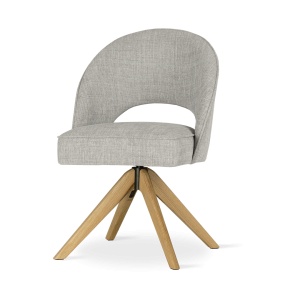 SCAUN DINING PONTE SUPREME WOOD, CONFECTIONAT DIN LEMN, SPUMA, ARCURI SI TEXTIL, GRI/NATURAL, STIL MODERN - Img 2