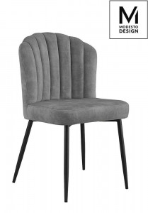 SCAUN DINING RANGO, GRI INCHIS/NEGRU, CU TAPITERIE DIN CATIFEA, STIL MODERN
