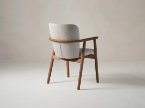 SCAUN DINING, RIA, DIN TEXTIL SI LEMN, BEJ/MARO, MICADONI, STIL MODERN - Img 3