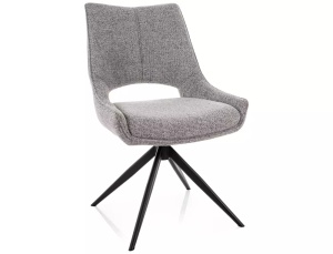 SCAUN DINING ROTATIV, GRI 09/NEGRU MAT, TAPITERIE DIN TEXTIL SI PICIOARE DIN METAL, STIL MODERN - Img 3