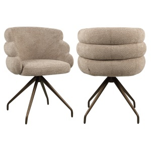 SCAUN DINING ROTATIV, KAYLA, REALIZAT DIN METAL SI TEXTIL, CULOARE CAPPUCCINO, DESIGN DEOSEBIT, RICHMOND INTERIORS