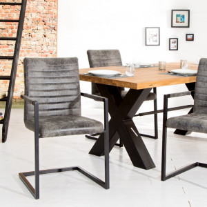 SCAUN DINING SAU BIROU NEGRU/GRI VINTAGE IMPERIAL, DESIGN VINTAGE - Img 2