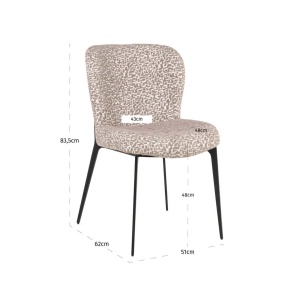SCAUN DINING SERGIO NATURAL GEO, 214155, CONFECTIONAT DIN POLIESTER, METAL SI SPUMA, BEJ/NEGRU, STIL MODERN - Img 6