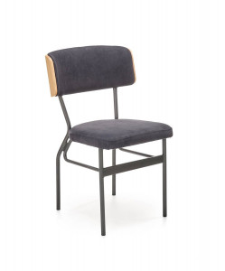 SCAUN DINING SMART-KR, STEJAR NATURAL/NEGRU, DIN MDF, CATIFEA SI PICIOARE DIN METAL , STIL MODERN - Img 1