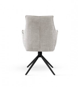SCAUN DINING SOPHIA, BEJ/NEGRU, TAPITERIE DIN STOFA SI PICIOARE DIN METAL, STIL MODERN - Img 3