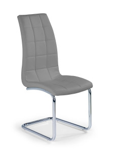SCAUN DINING STIL K147, GRI/CROM, CU TAPITERIE DIN PIELE ECOLOGICA SI PICIOARE DIN METAL, STIL MODERN