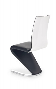 SCAUN DINING STIL K194, NEGRU/ALB/CROM, CU TAPITERIE DIN PIELE ECOLOGICA, PLACAJ LACUIT SI PICIOARE DIN METAL, STIL MODERN - Img 2