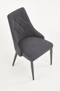 SCAUN DINING STIL K365, GRI/NEGRU, CU TAPITERIE DIN STOFA FINA SI PICIOARE DIN METAL, STIL MODERN - Img 6