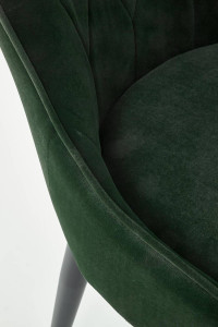 SCAUN DINING STIL K366, VERDE INCHIS/NEGRU, CU TAPITERIE DIN CATIFEA SI PICIOARE DIN METAL, STIL MODERN - Img 7