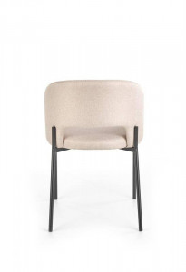 SCAUN DINING STIL K373, BEJ/NEGRU, CU TAPITERIE DIN STOFA SI PICIOARE DIN METAL, STIL MODERN - Img 5