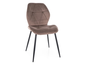 SCAUN DINING STIL RICK, CAPPUCCINO BLUVEL 38/NEGRU MAT, TAPITERIE DIN CATIFEA SI PICIOARE DIN METAL, STIL MODERN