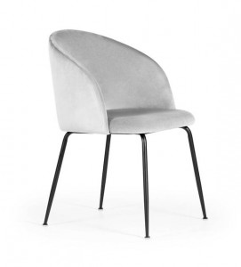 SCAUN DINING SUSAN, GRI/NEGRU, TAPITERIE DIN CATIFEA SI PICIOARE DIN METAL, STIL MODERN, ATR