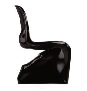 SCAUN DINING/TERASA HER, NEGRU LUCIOS, DIN FIBRA DE STICLA, STIL MODERN - Img 2