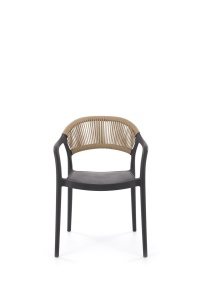 SCAUN DINING TERASA K582, NATURAL/NEGRU, DIN RATAN SI POLIPROPILENA, STIL MODERN - Img 3