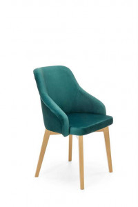 SCAUN DINING TOLEDO 2, VERDE MONOLITH 37/STEJAR, CU TAPITERIE DIN CATIFEA SI PICIOARE DIN LEMN MASIV, STIL CLASIC