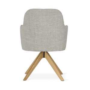 SCAUN DINING TULIP SUPREME WOOD, CONFECTIONAT DIN LEMN, SPUMA, ARCURI SI TEXTIL, GRI/NATURAL, STIL MODERN - Img 4