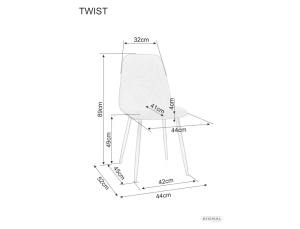 SCAUN DINING TWIST, NEGRU 19/NEGRU MAT, TAPITERIE DIN STOFA SI PICIOARE DIN METAL, STIL MODERN - Img 4
