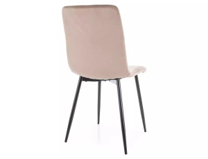 SCAUN DINING, VELVET BEJ BLUVEL 40/NEGRU MAT, TAPITERIE DIN CATIFEA SI METAL, STIL MODERN - Img 2
