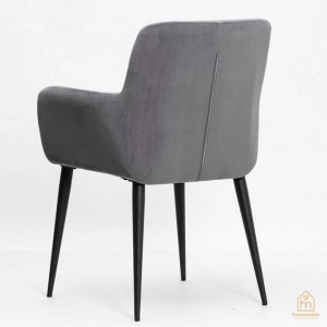 SCAUN DINING VENUS, GRI INCHIS/NEGRU, TAPITERIE DIN CATIFEA SI PICIOARE DIN METAL, STIL MODERN, ATR - Img 3