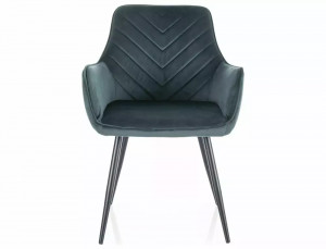 SCAUN DINING, VERDE BLUVEL 78/NEGRU MAT, TAPITERIE DIN CATIFEA SI PICIOARE DIN METAL, STIL MODERN - Img 2