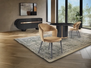 SCAUN DINING, WILLY, IMITATIE PIELE INTOARSA SI METAL, CAMEL/NEGRU, ARTIM GROUP SELECTION - Img 2