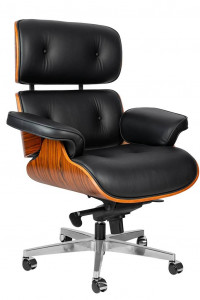 SCAUN DIRECTORIAL LOUNGE GUBERNATOR, NEGRU, PIELE NATURALA SI LEMN DE TRANDAFIR, STIL MODERN - Img 1