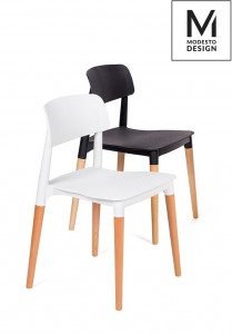 SCAUN ECCO, ALB/NATUR, DIN POLIPROPILENA SI LEMN DE FAG, STIL MODERN - Img 3