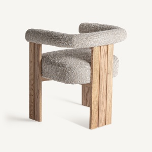SCAUN ELEGANT USTKA, DIN LEMN DE STEJAR SI TEXTIL GRI, DESIGN CONTEMPORAN, VICAL HOME - Img 4
