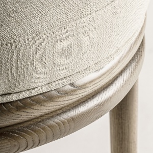 SCAUN ELEGANT VARAIRE, DIN LEMN DE STEJAR MARO SI TEXTIL ALB, DESIGN COLONIAL, VICAL HOME - Img 5