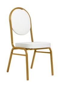 SCAUN EVENIMENTE, HESTIA ALB/AURIU, DIN PIELE ECO SI METAL, MODEL DEOSEBIT - Img 2