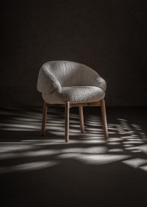 SCAUN EXCLUSIVIST JACQUARD, CULOARE BEJ/GRI, DIN LEMN SI TEXTIL, VICAL HOME