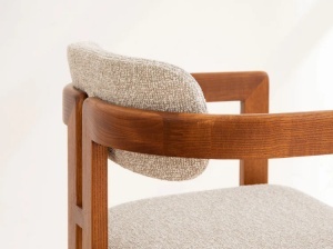 SCAUN LLEVANT, DIN TEXTIL SI LEMN, BEJ/MARO, MICADONI, STIL MODERN - Img 6