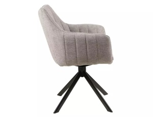 SCAUN PIVOTANT AZALIA, GRI 07/NEGRU MAT, TAPITERIE DIN STOFA BREGO SI PICIOARE DIN METAL, STIL MODERN - Img 5