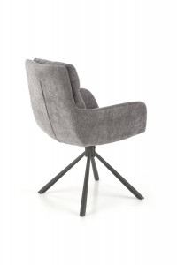 SCAUN PIVOTANT K495, GRI/NEGRU, TAPITERIE DIN STOFA SI PICIOARE DIN METAL, STIL MODERN - Img 6