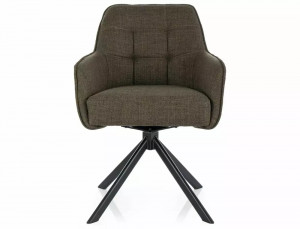 SCAUN PIVOTANT METRO, OLIVE 77/NEGRU MAT, TAPITERIE DIN STOFA BJORN SI PICIOARE DIN METAL, STIL MODERN - Img 3