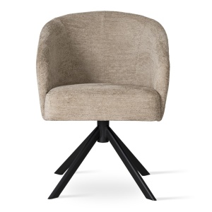 SCAUN PIVOTANT SENI SUPREME, CONFECTIONAT DIN LEMN, SPUMA, ARCURI SI TEXTIL, BEJ, STIL MODERN - Img 2