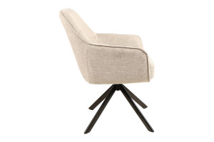 SCAUN PIVOTANT STIL NOTTI, BEJ 31/NEGRU MAT, TAPITERIE DIN STOFA BREGO SI PICIOARE DIN METAL, STIL MODERN - Img 3
