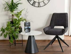 SCAUN PIVOTANT STIL TELLO, GRI 13/NEGRU MAT, TAPITERIE DIN STOFA BJORN SI PICIOARE DIN METAL, STIL MODERN - Img 6
