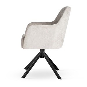SCAUN PIVOTANT TULIP SUPREME, CONFECTIONAT DIN METAL, SPUMA, ARCURI SI TEXTIL, BEJ/NEGRU, STIL MODERN - Img 4