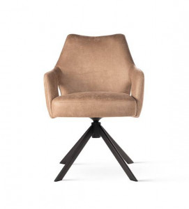 SCAUN PIVOTANT VESPER, CAPPUCCINO/NEGRU, TAPITERIE DIN CATIFEA SI PICIOARE DIN METAL, STIL MODERN - Img 2