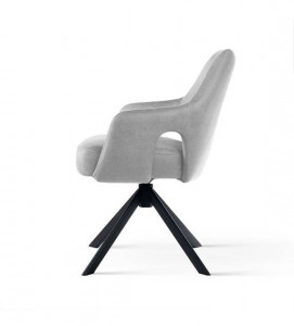 SCAUN PIVOTANT VESPER, GRI/NEGRU, TAPITERIE DIN CATIFEA SI PICIOARE DIN METAL, STIL MODERN - Img 3