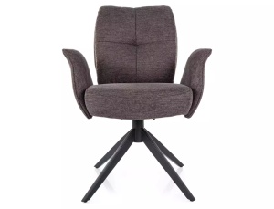 SCAUN PIVOTANT WING, CAPPUCCINO 40/NEGRU MAT, TAPITERIE DIN STOFA BREGO SI PICIOARE DIN METAL, STIL MODERN - Img 3