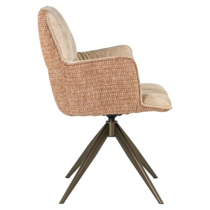 SCAUN ROTATIV CHASE, DIN METAL, LEMN SI TEXTIL, DE CULOARE CARAMIZIU, DESIGN MODERN - Img 9