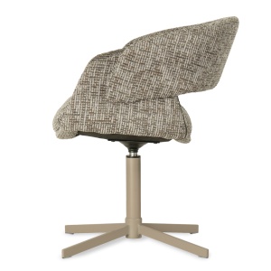 SCAUN ROTATIV FROYD, BEJ/NEGRU, CONFECTIONAT DIN TAPITERIE DIN TEXTIL, SPUMA SI PICIOARE DIN METAL, STIL MODERN - Img 2