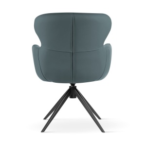SCAUN ROTATIV HEATHER GRI/ALBASTRU/NEGRU, TAPITERIE DIN PIELE ECOLOGICA, SPUMA, ARCURI SI METAL, STIL MODERN - Img 3
